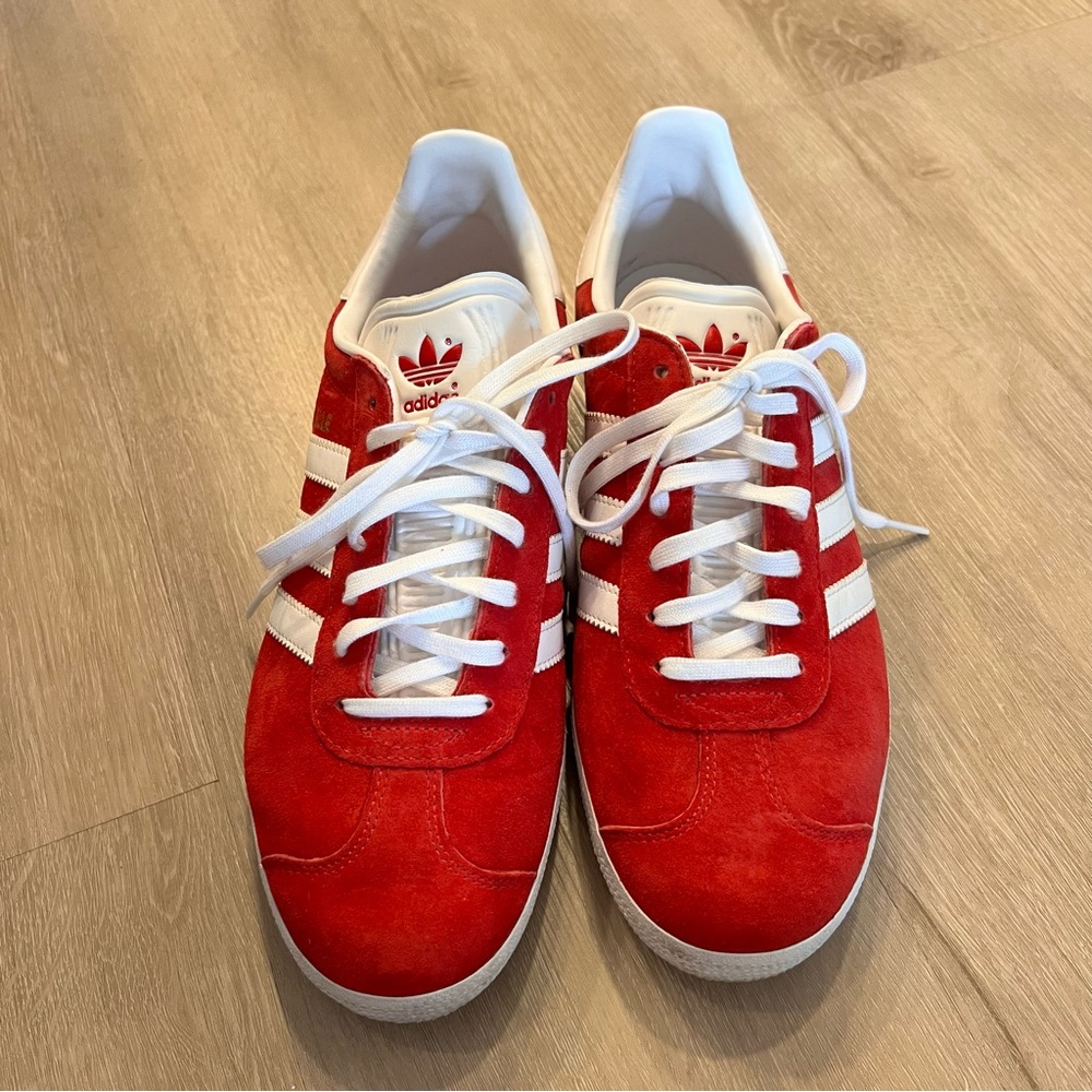 adidas Red Suede Men's Classic Sneakers with White Stripes